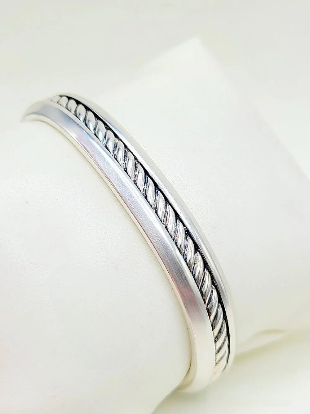 David Yurman Cable Inset Cuff Bracelet in Sterling Silver - Size X-Small - RARE